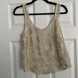 Abercrombie & Fitch sheer sequin cream/tan color tank